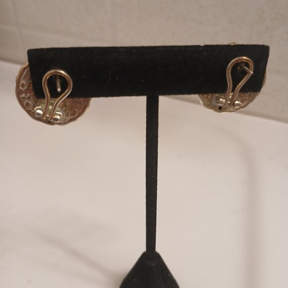 Arte d'Argento Sterling Wavy Ribbed Button Earrings - Picture 6 of 7